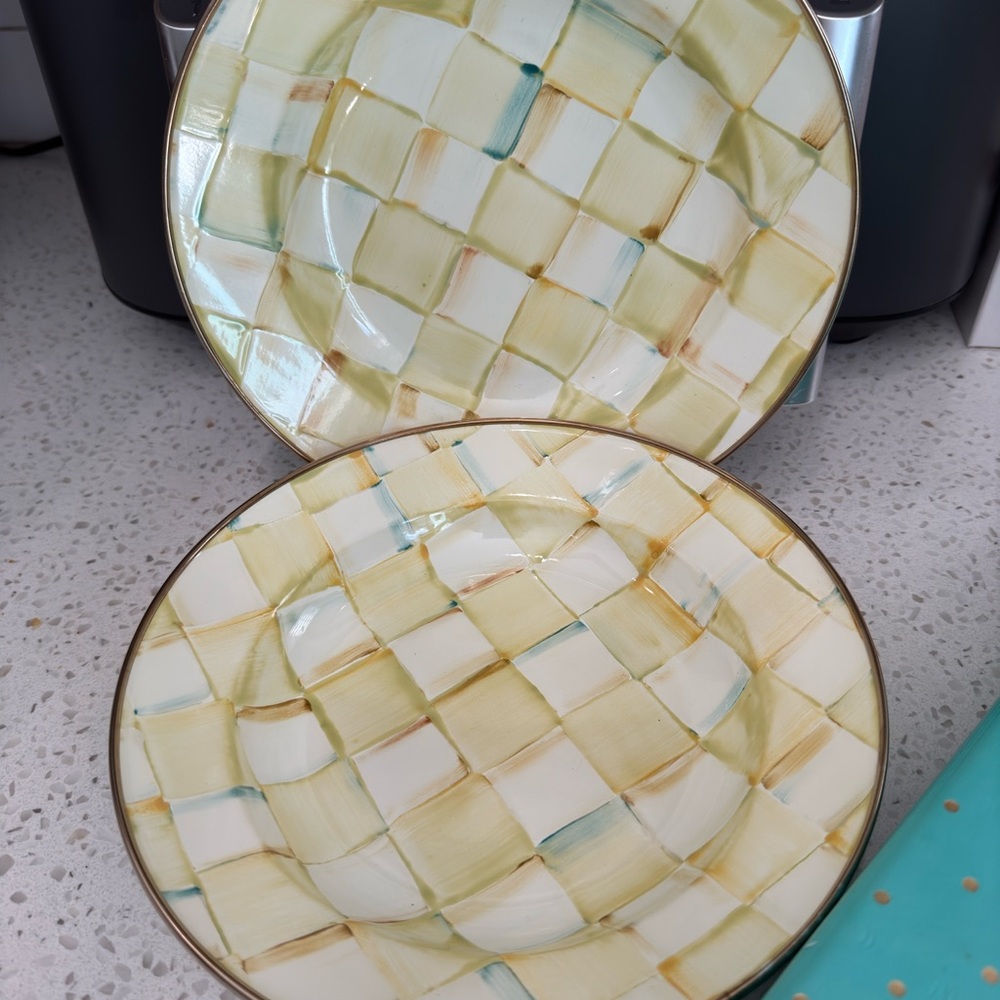 2 McKenzie childs Checkered Ceramic Plates